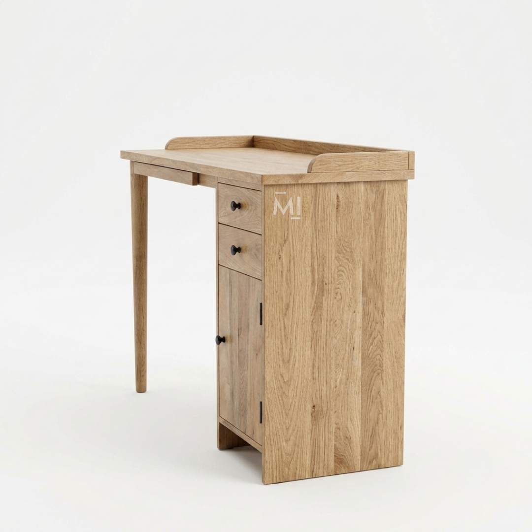 Aurelia Wooden Writing Desk with Drawers | Natural Wood Study Desk