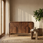 Elara Curved Wood Sideboard | Wooden Credenza