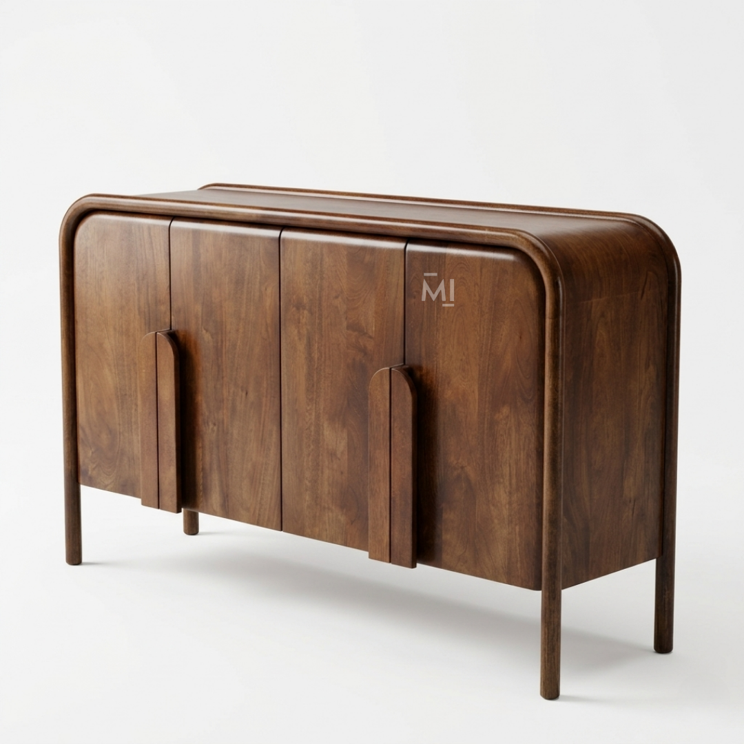 Elara Curved Wood Sideboard | Wooden Credenza