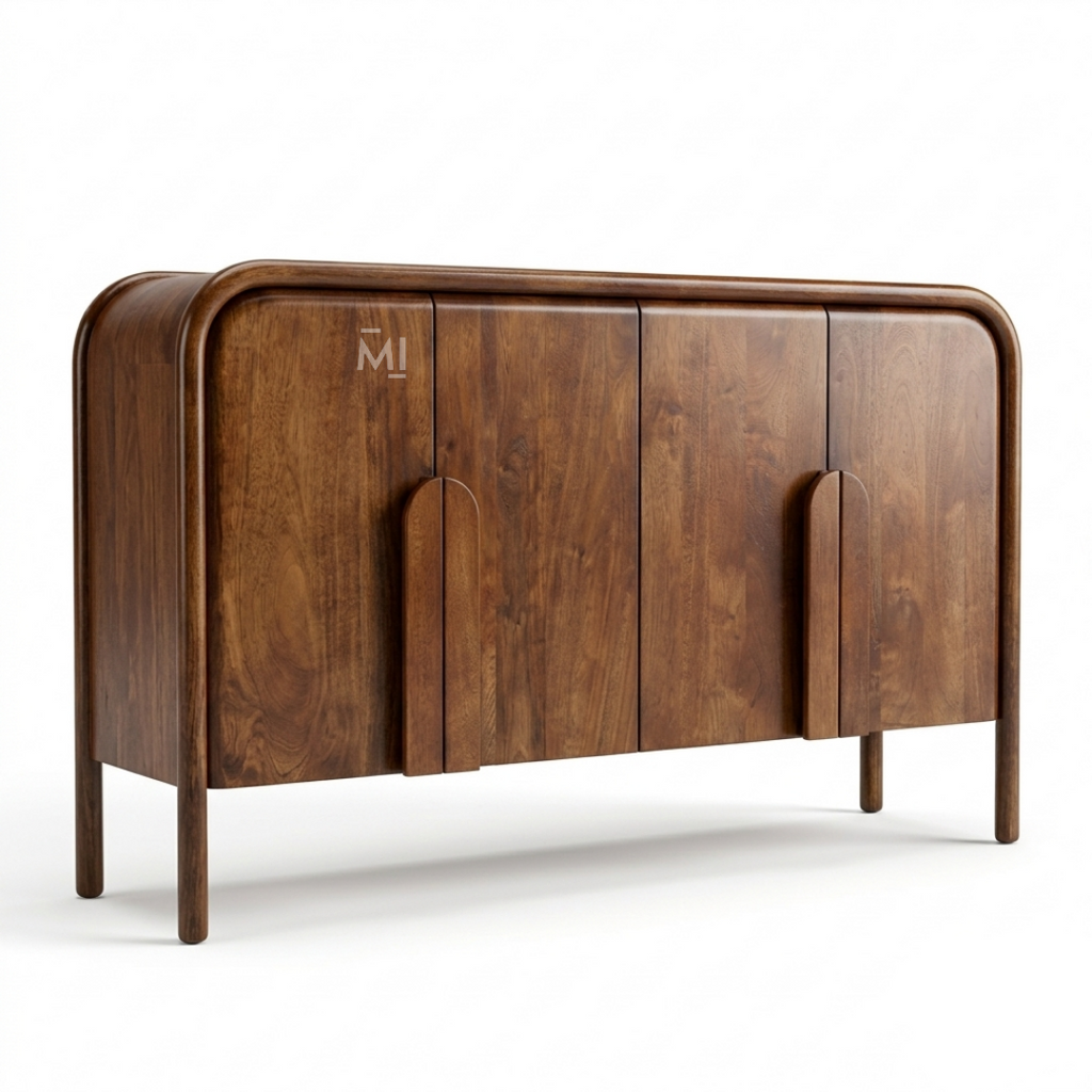 Elara Curved Wood Sideboard | Wooden Credenza