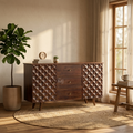 Aurelio Geometric Wooden Sideboard with Carved Fronts