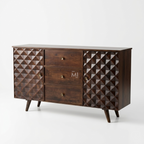 Aurelio Geometric Wooden Sideboard with Carved Fronts