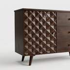 Aurelio Geometric Wooden Sideboard with Carved Fronts