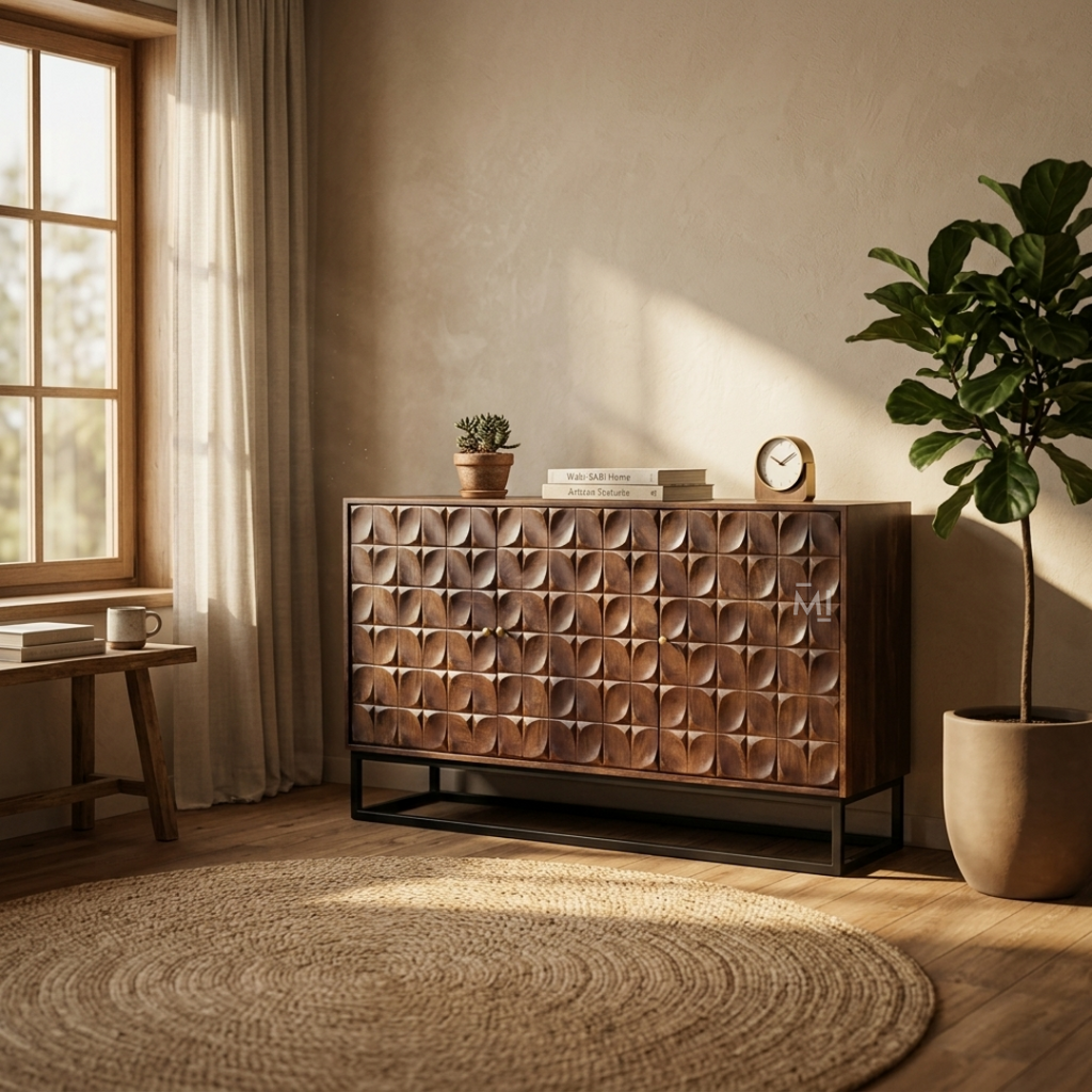 Solenne Carved Wood Sideboard Cabinet