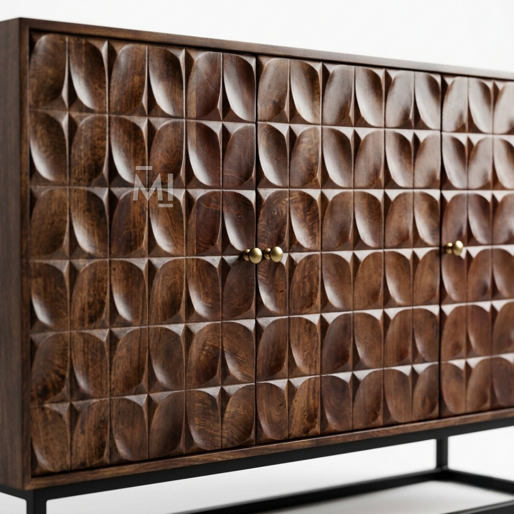 Solenne Carved Wood Sideboard Cabinet