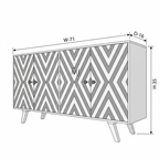 Aureo Geometric Teal Wood Sideboard Cabinet