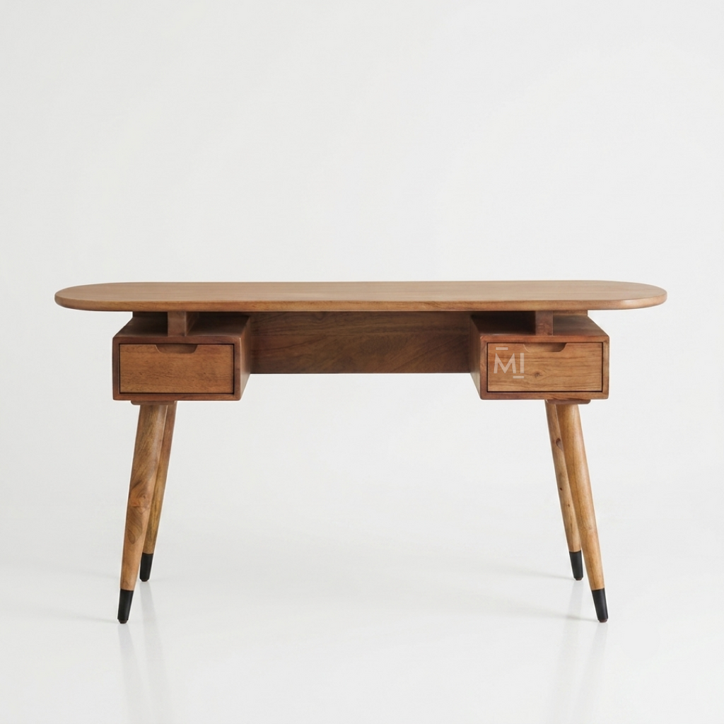 Elara Scandinavian Wooden Writing Desk with Drawers