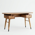 Elara Scandinavian Wooden Writing Desk with Drawers