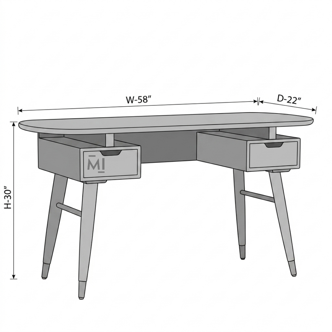 Elara Scandinavian Wooden Writing Desk with Drawers