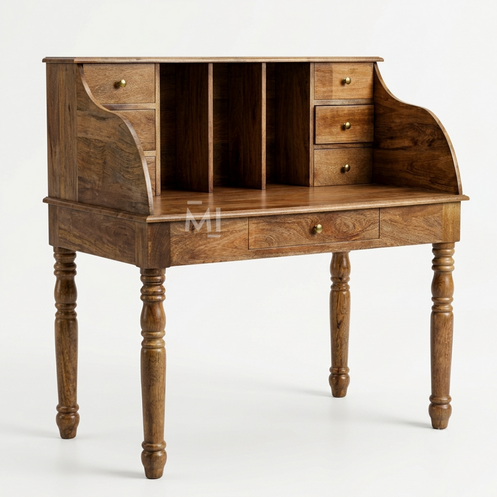 Rivana Wooden Writing Bureau with Hutch | Traditional Study Desk