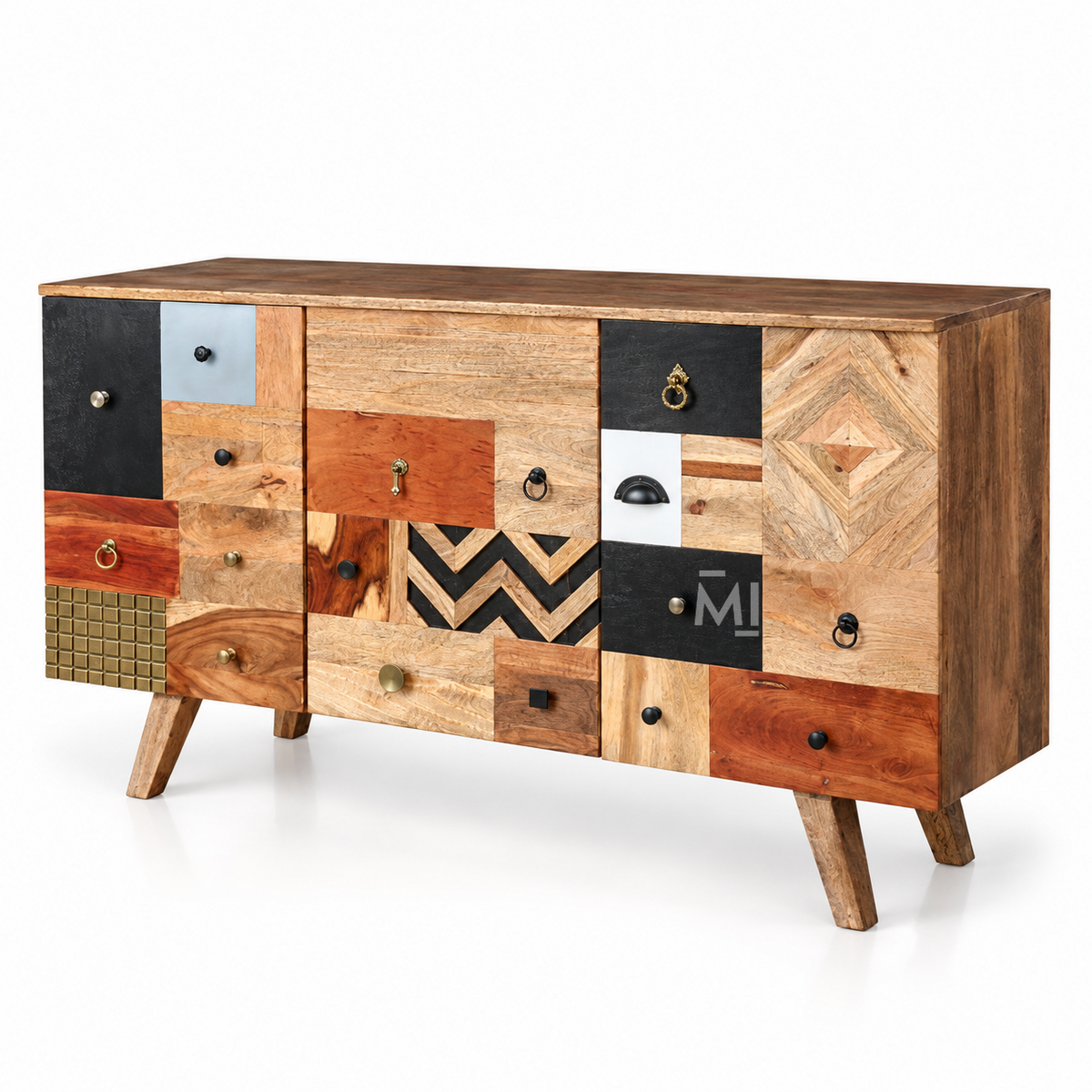 Arden Mosaic Wood Sideboard | Artistic Patchwork Storage Cabinet