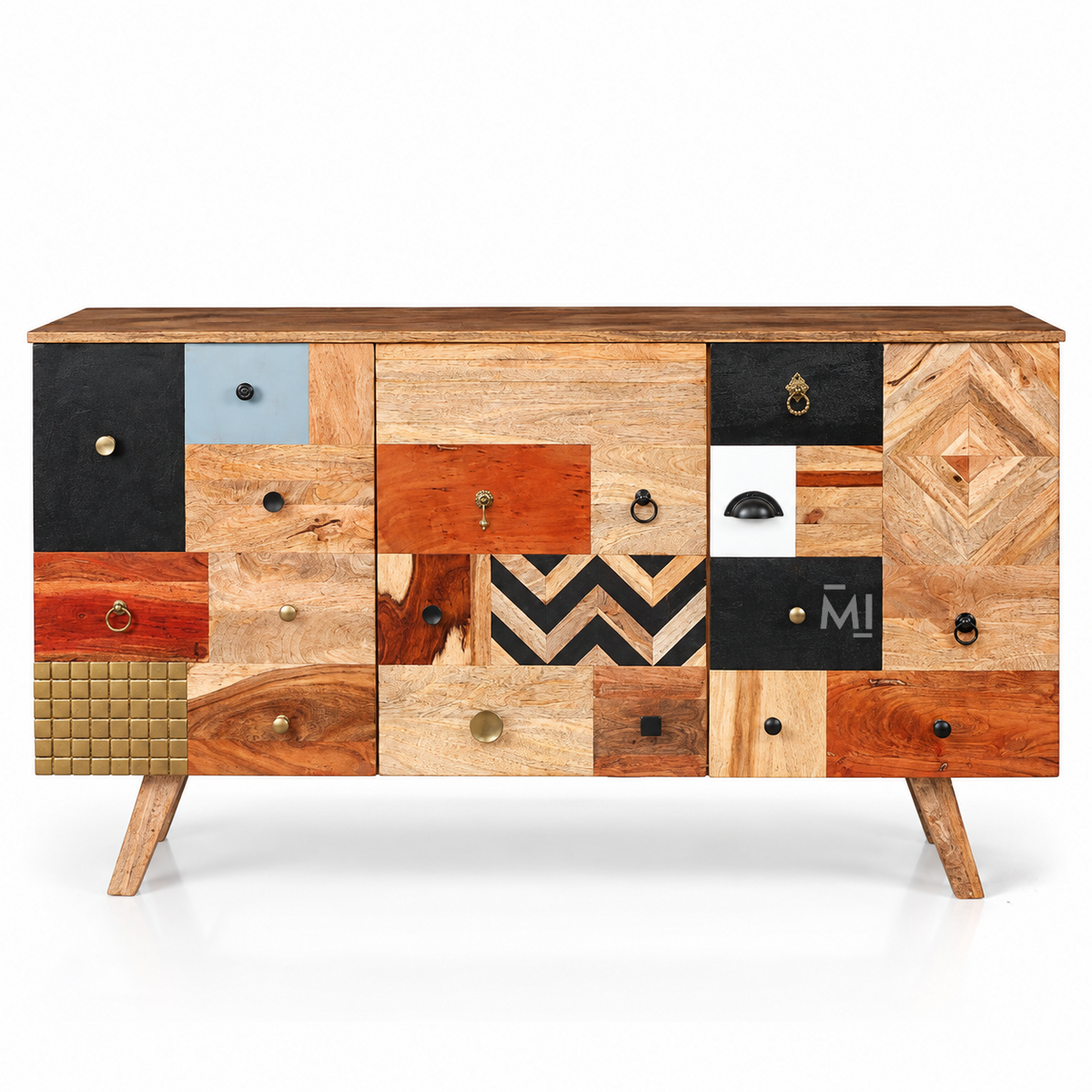 Arden Mosaic Wood Sideboard | Artistic Patchwork Storage Cabinet