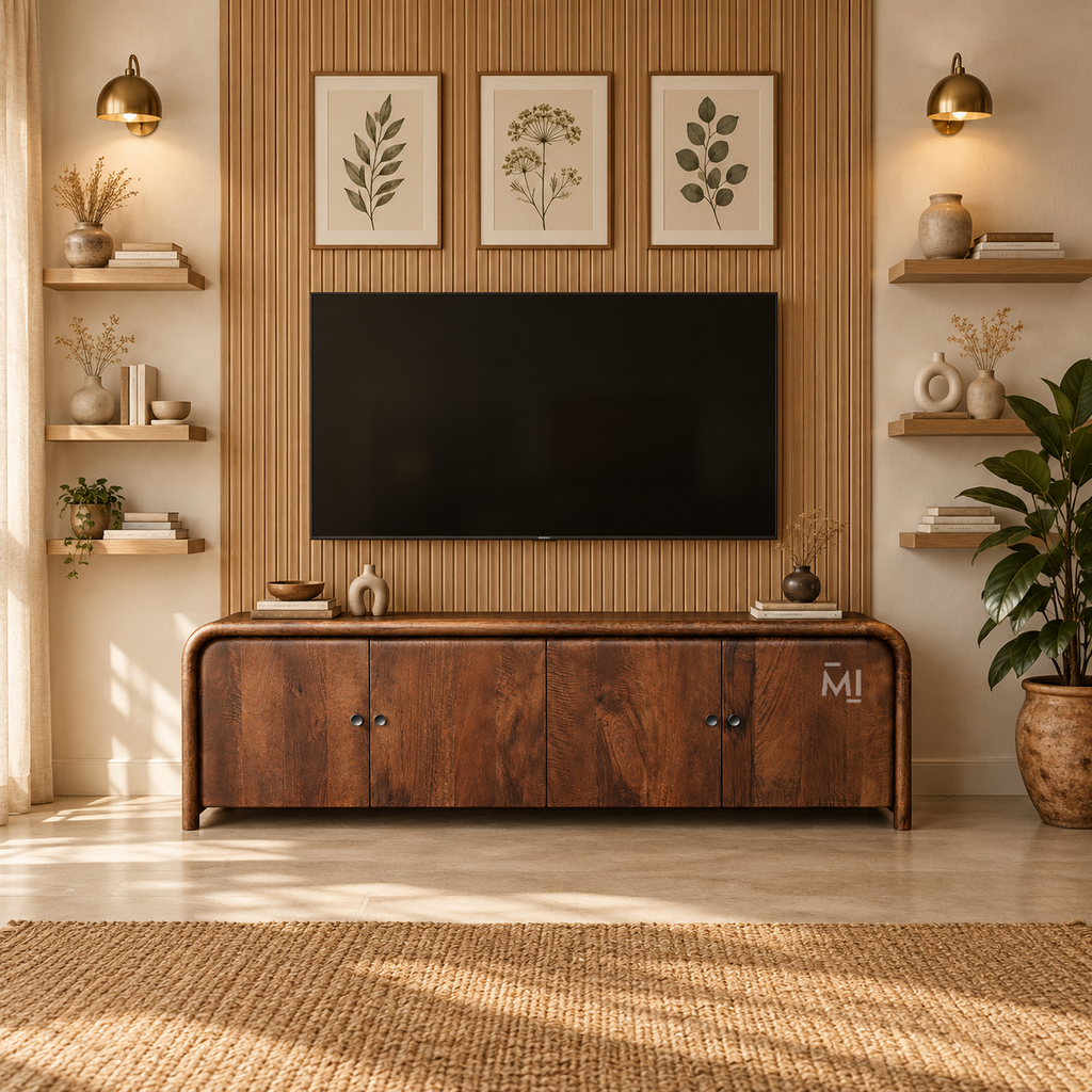 Ardena Four-Door Wooden Credenza with Curved Frame