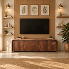 Ardena Four-Door Wooden Credenza with Curved Frame