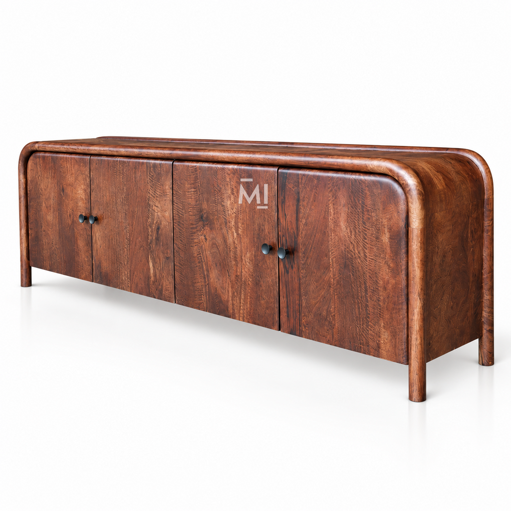 Ardena Four-Door Wooden Credenza with Curved Frame