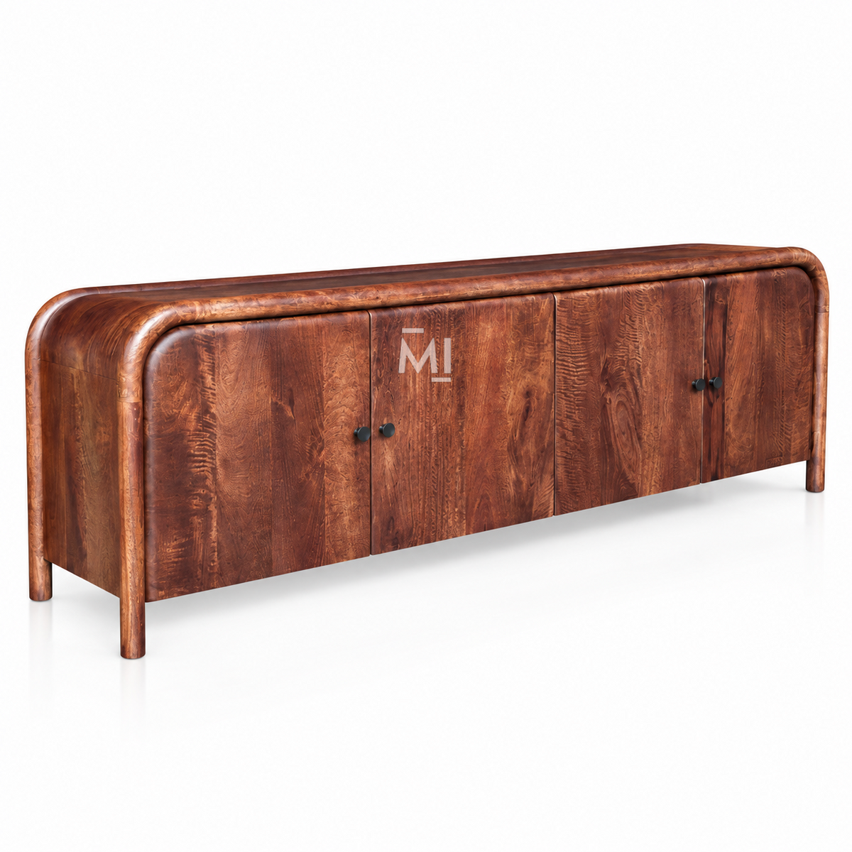 Ardena Four-Door Wooden Credenza with Curved Frame