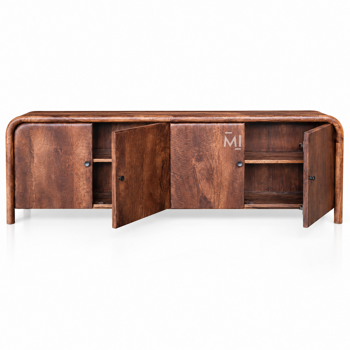 Ardena Four-Door Wooden Credenza with Curved Frame