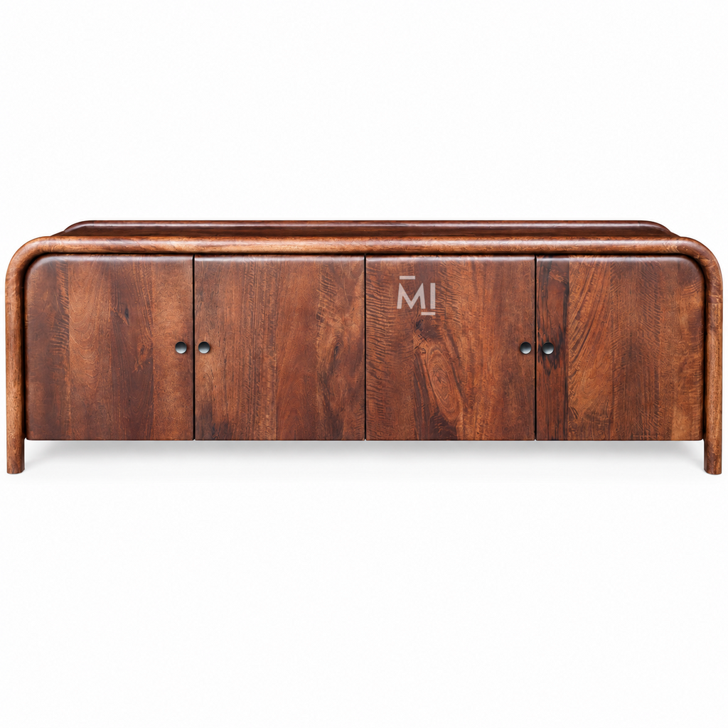 Ardena Four-Door Wooden Credenza with Curved Frame