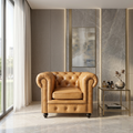 Regal Chesterfield Leather Armchair | Luxury Tan Accent Chair