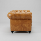Regal Chesterfield Leather Armchair | Luxury Tan Accent Chair