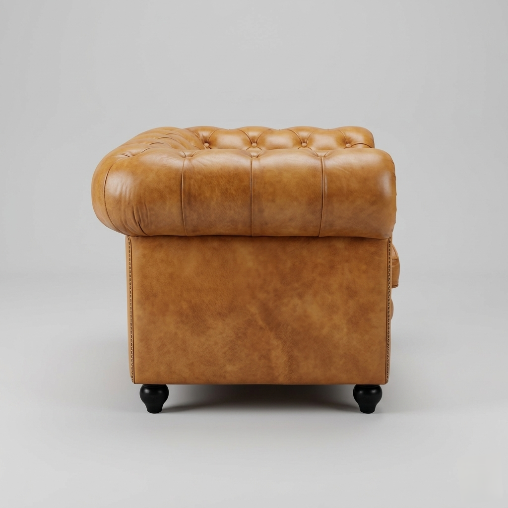 Regal Chesterfield Leather Armchair | Luxury Tan Accent Chair