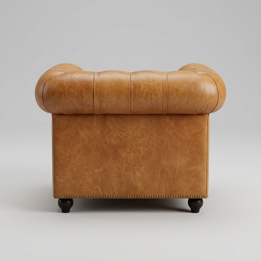 Regal Chesterfield Leather Armchair | Luxury Tan Accent Chair