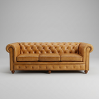 Regal Chesterfield Leather Sofa | Luxury Tan Tufted Couch