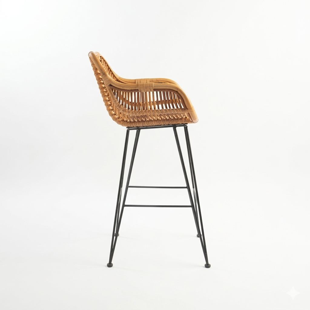 Rivana Rattan Bar Chair | Modern Woven Cane Counter Stool