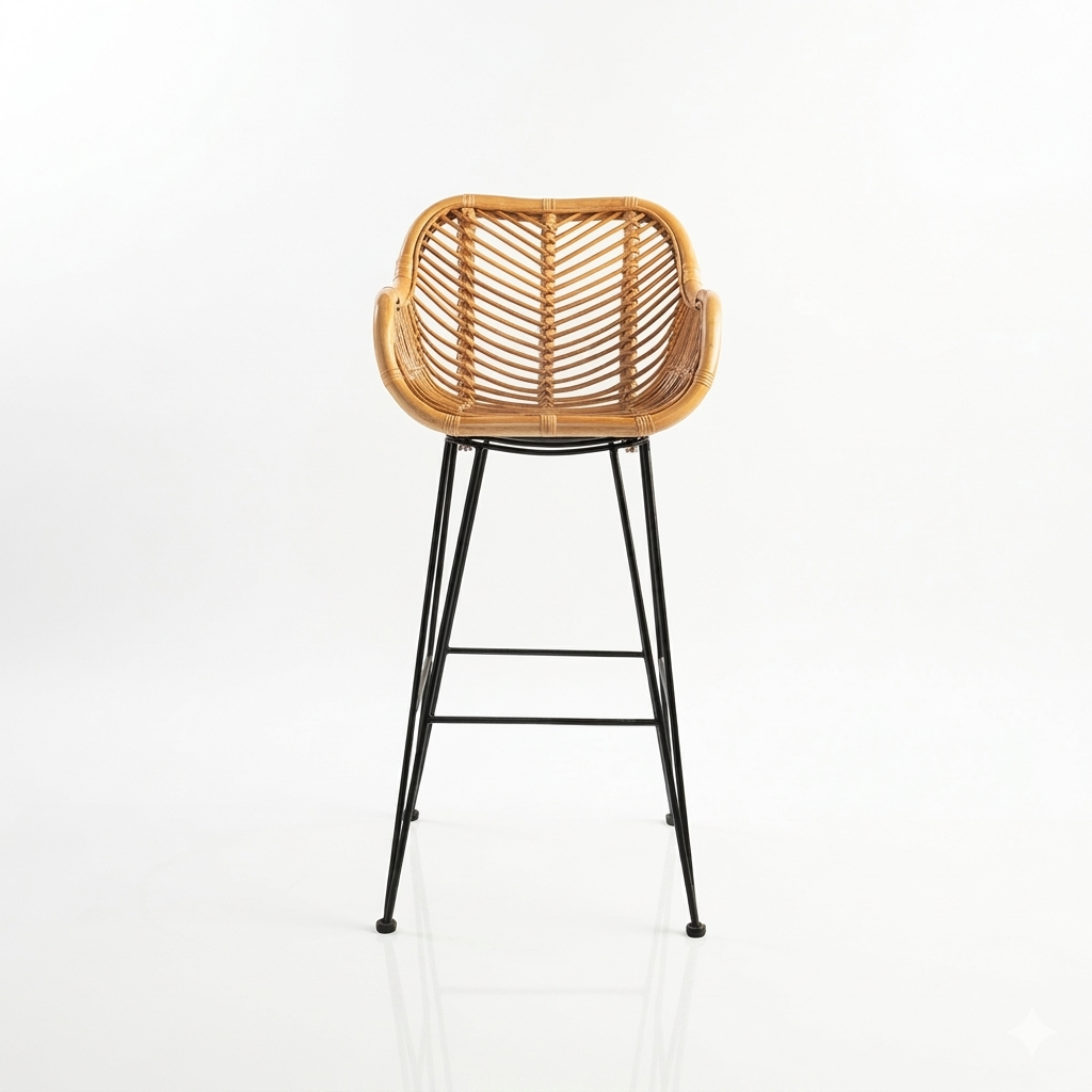 Rivana Rattan Bar Chair | Modern Woven Cane Counter Stool