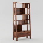 modern wooden bookshelf with storage