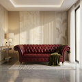 Royal Chesterfield Leather Sofa | Luxury Burgundy Tufted Couch