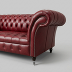 Royal Chesterfield Leather Sofa | Luxury Burgundy Tufted Couch