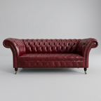 Royal Chesterfield Leather Sofa | Luxury Burgundy Tufted Couch