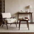 Scandinavian Sherpa Accent Chair with Solid Wood Frame