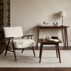 Scandinavian Sherpa Accent Chair with Solid Wood Frame