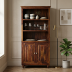 Solid Wood Bookshelf Cabinet | Wooden Storage Display Unit