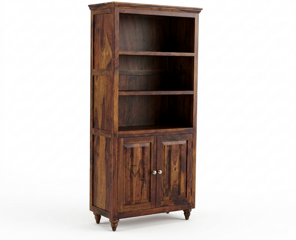 Solid Wood Bookshelf Cabinet | Wooden Storage Display Unit