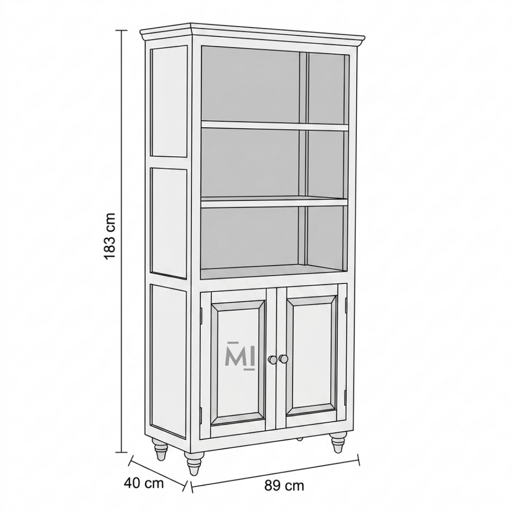 Solid Wood Bookshelf Cabinet | Wooden Storage Display Unit