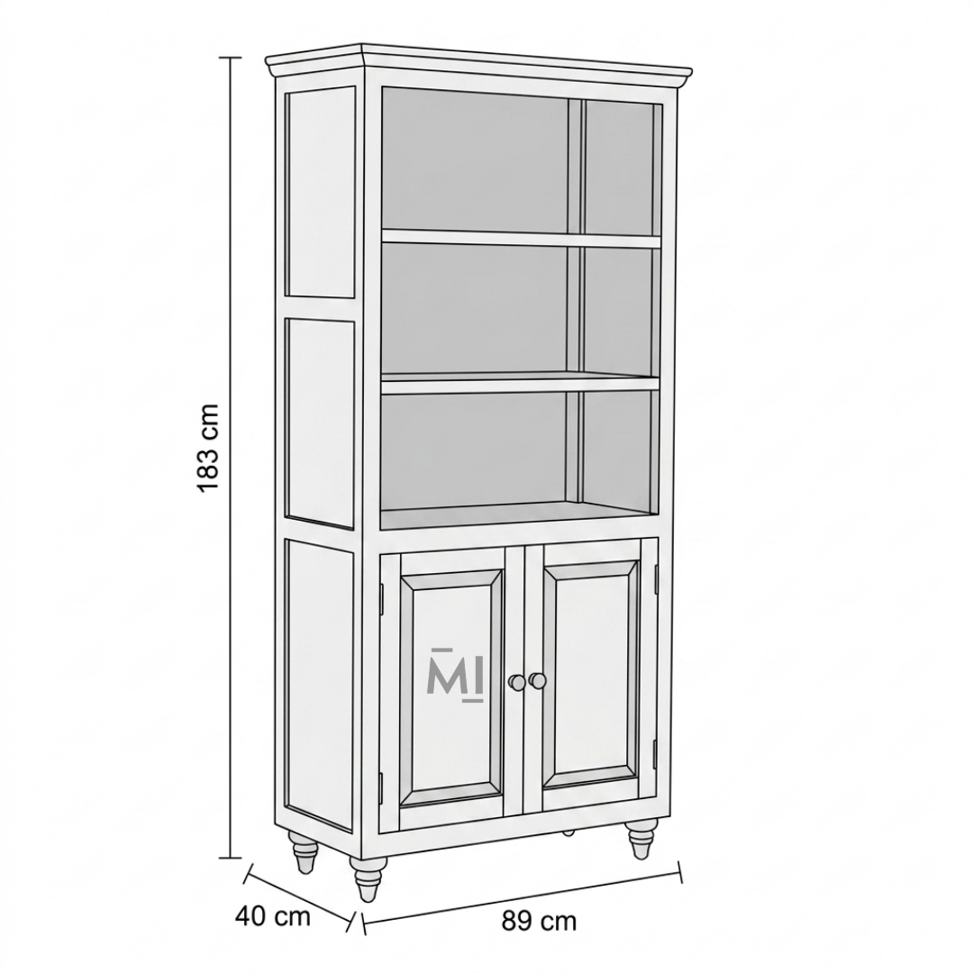 Solid Wood Bookshelf Cabinet | Wooden Storage Display Unit