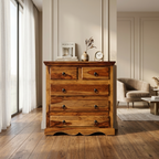 solid wood chest of drawers wide wooden storage cabinet with multiple drawers India