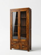 Solid Wood Crockery Cabinet | Glass Display Storage Unit