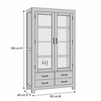 Solid Wood Crockery Cabinet | Glass Display Storage Unit