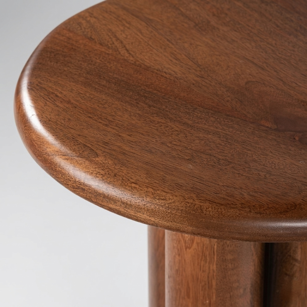 Close-up of a wooden stool with a plain background