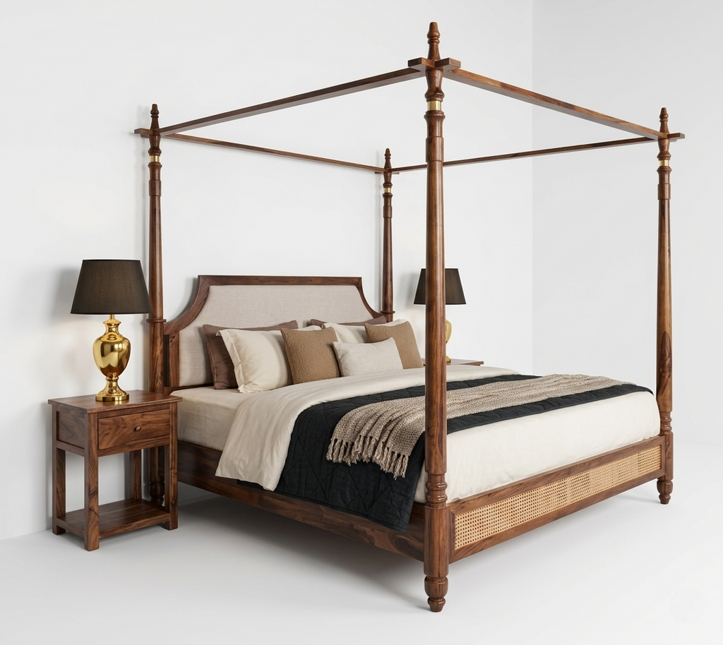 wooden poster bed luxury bedroom furniture design in Jodhpur India