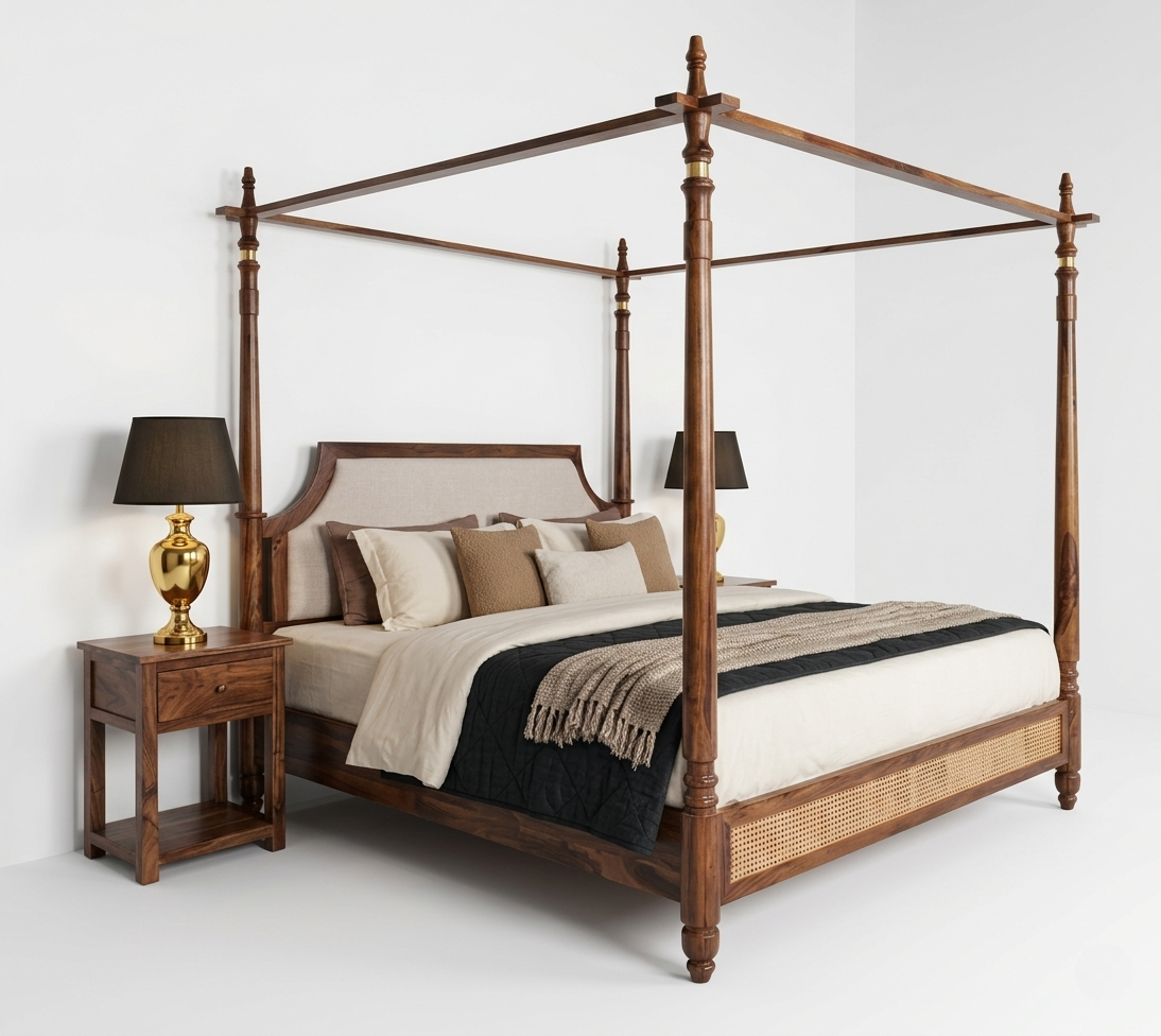wooden poster bed luxury bedroom furniture design in Jodhpur India