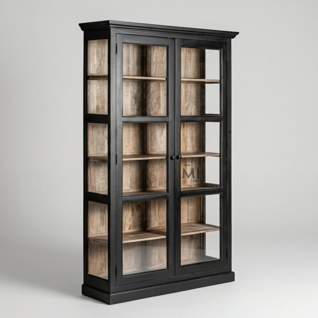 modern glass door showcase cabinet wooden interior