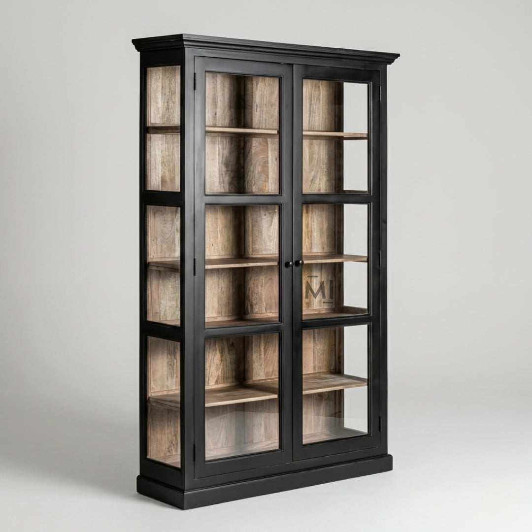 modern glass door showcase cabinet wooden interior