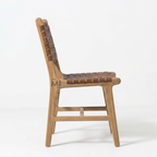 WeaveCraft Solid Wood Dining Chair | Handwoven Leather Dining Seat