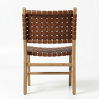 WeaveCraft Solid Wood Dining Chair | Handwoven Leather Dining Seat