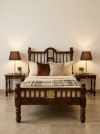 Zavon heritage wooden bed queen size solid wood bed for bedroom in India